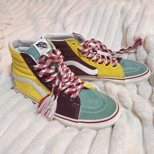 Vans Sk8-Hi Frayed Laces Multicolor Sneakers – Rare Colorway –Mens 8 Womens 9.5